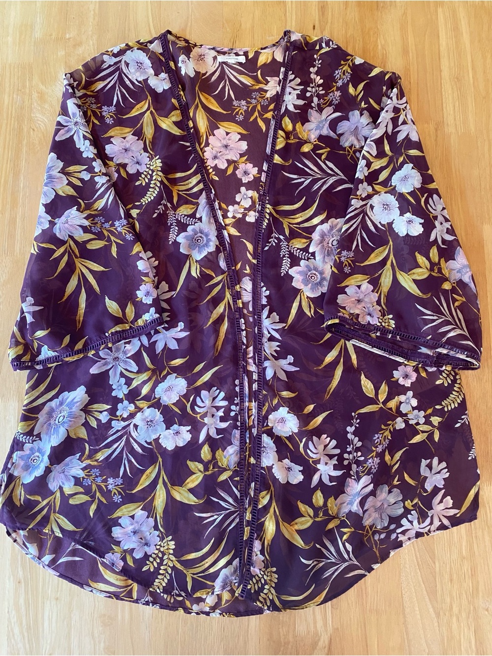 Maurices Purple Floral Kimono